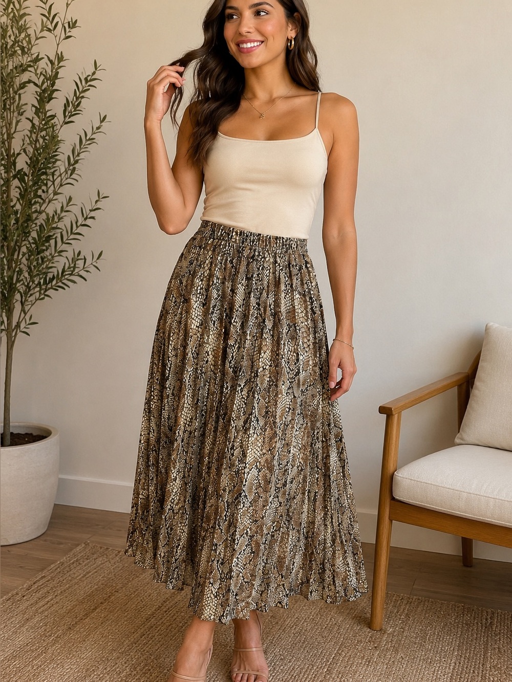 MAR LED Chic A-Line Snake Print Skirt